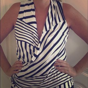 Black & White Striped Draped Top